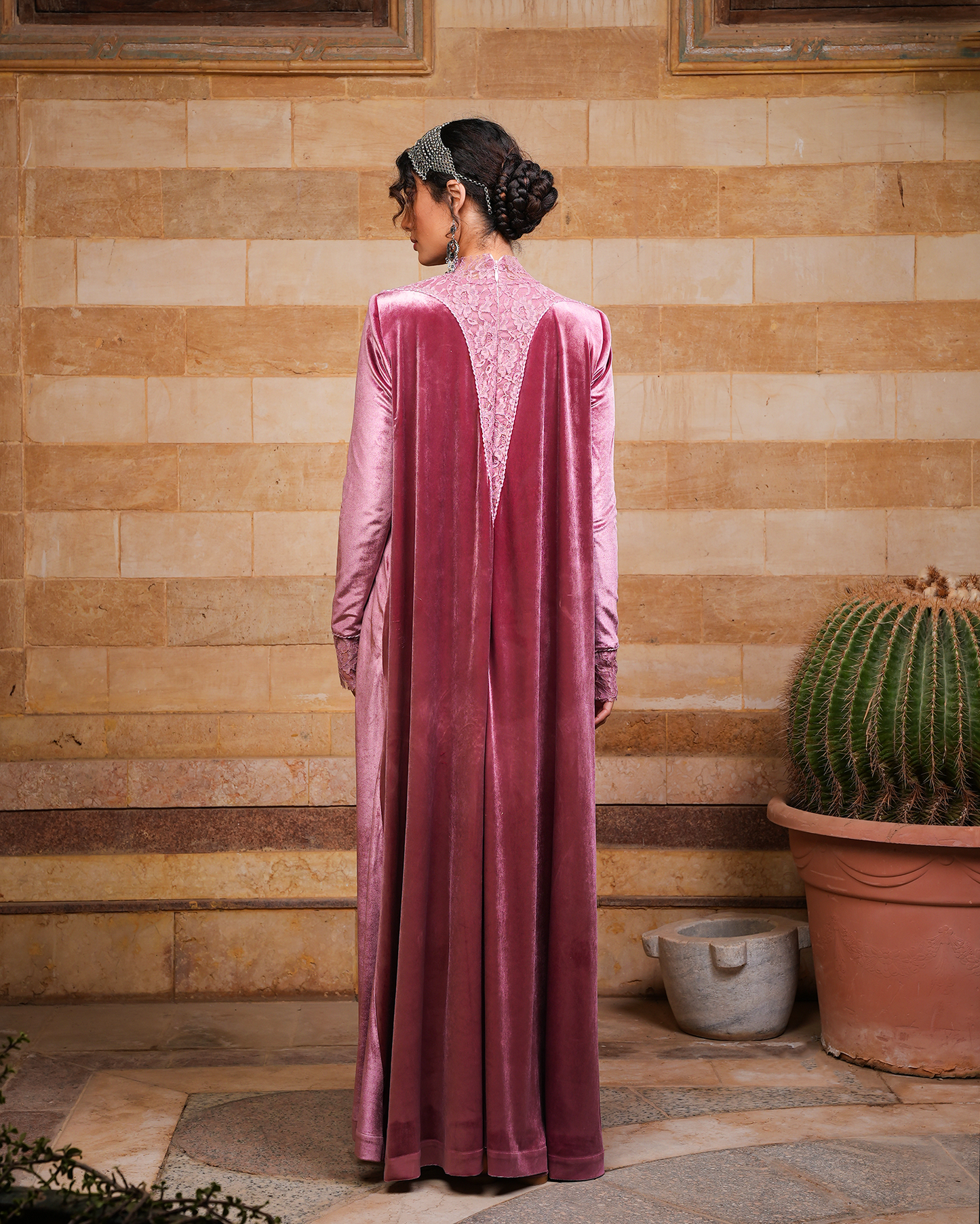Rosé Dantel Kaftan & Mule