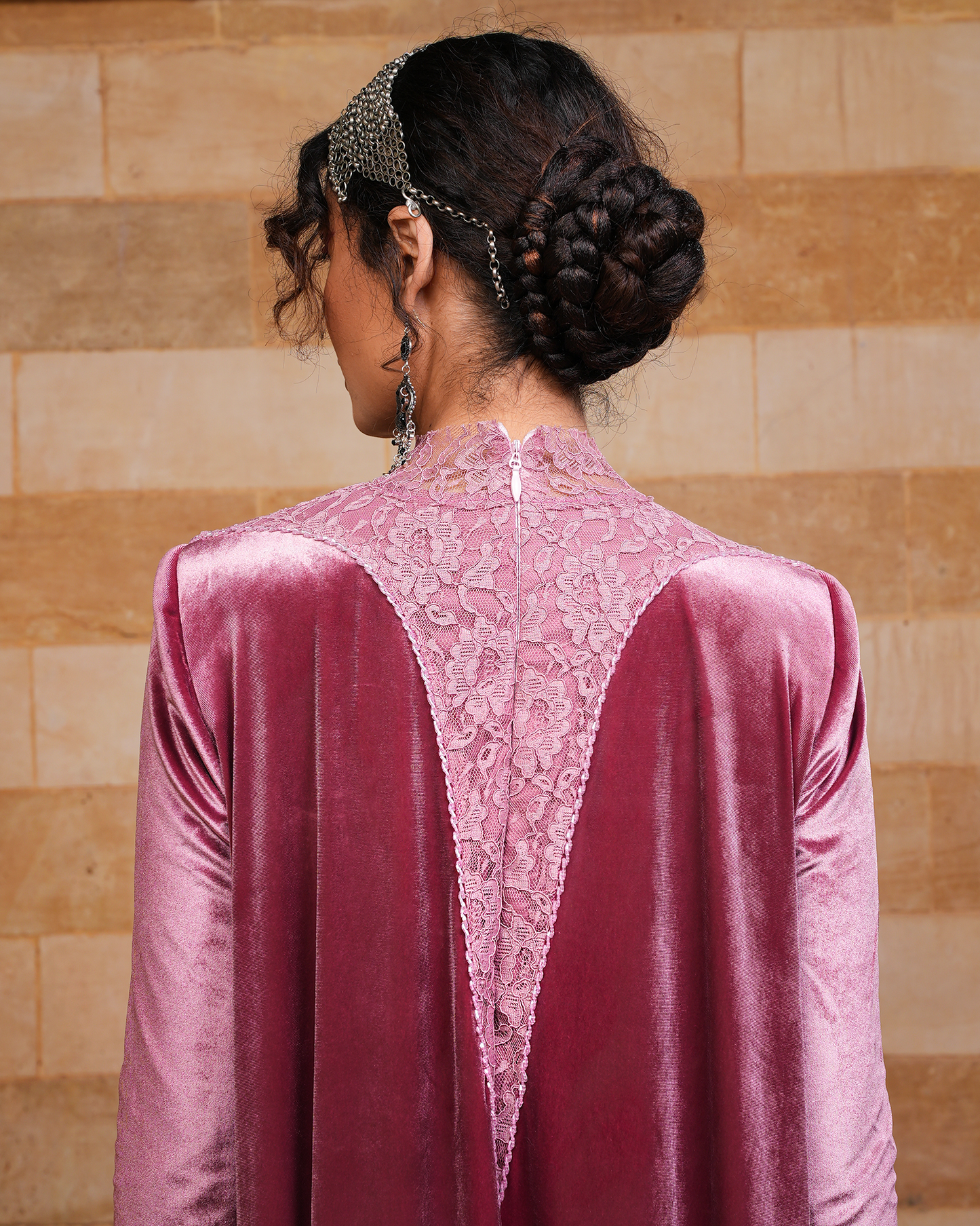 Rosé Dantel Kaftan & Mule